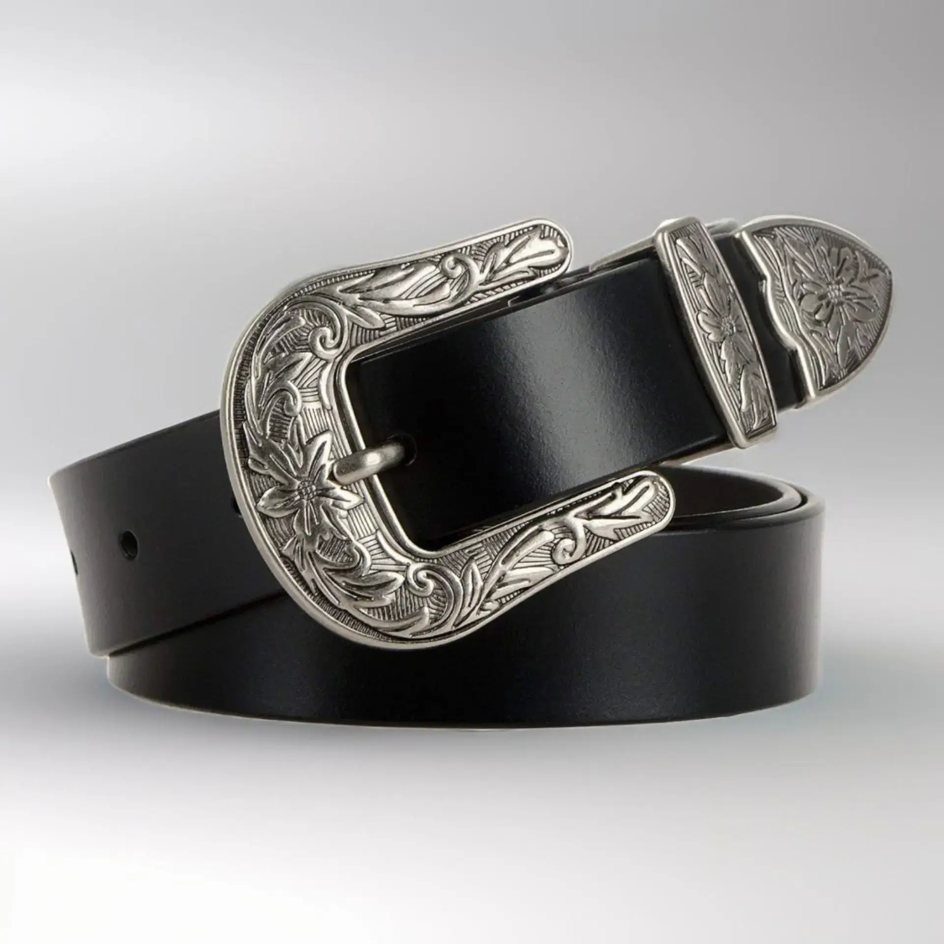 Women's Vintage Western Belt Brown Genuine Leather - Image 5