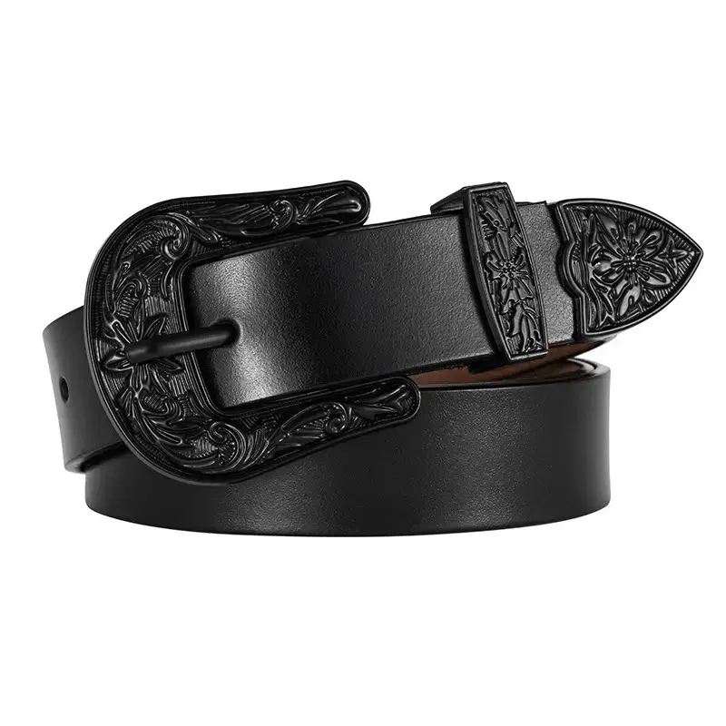 Women's Vintage Western Belt Brown Genuine Leather - Image 7