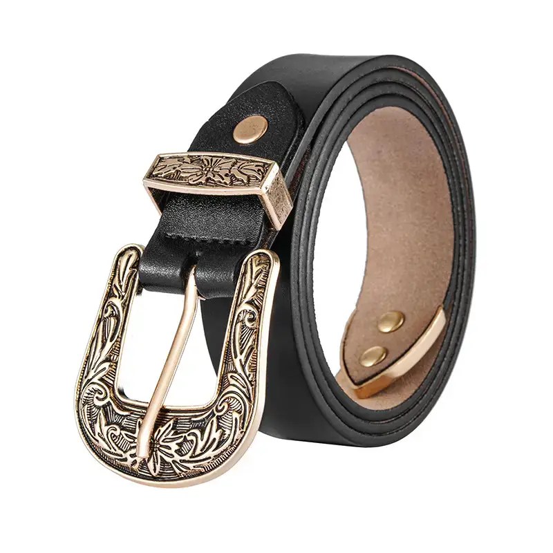 Women's Vintage Western Belt Brown Genuine Leather — feature 9