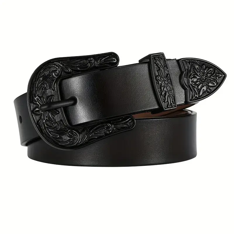 Women's Vintage Western Belt Brown Genuine Leather - Image 3