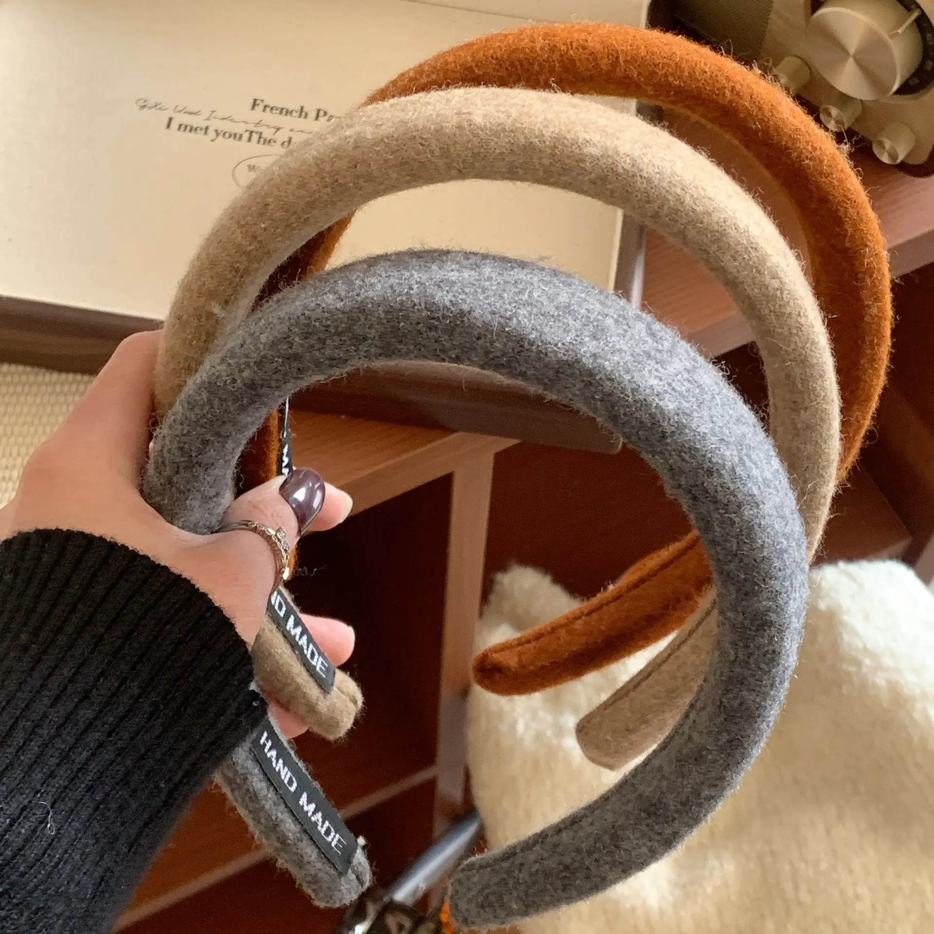 Women Wool Cranial Headband Grey 2023 Winter - Image 9