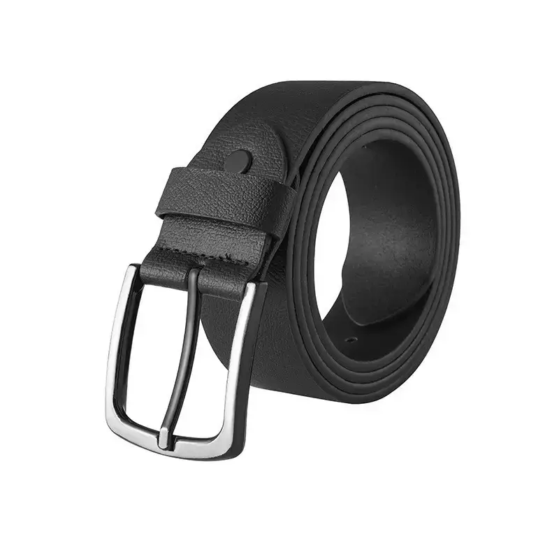 Men's Black Leather Belt with Buckle — feature 5