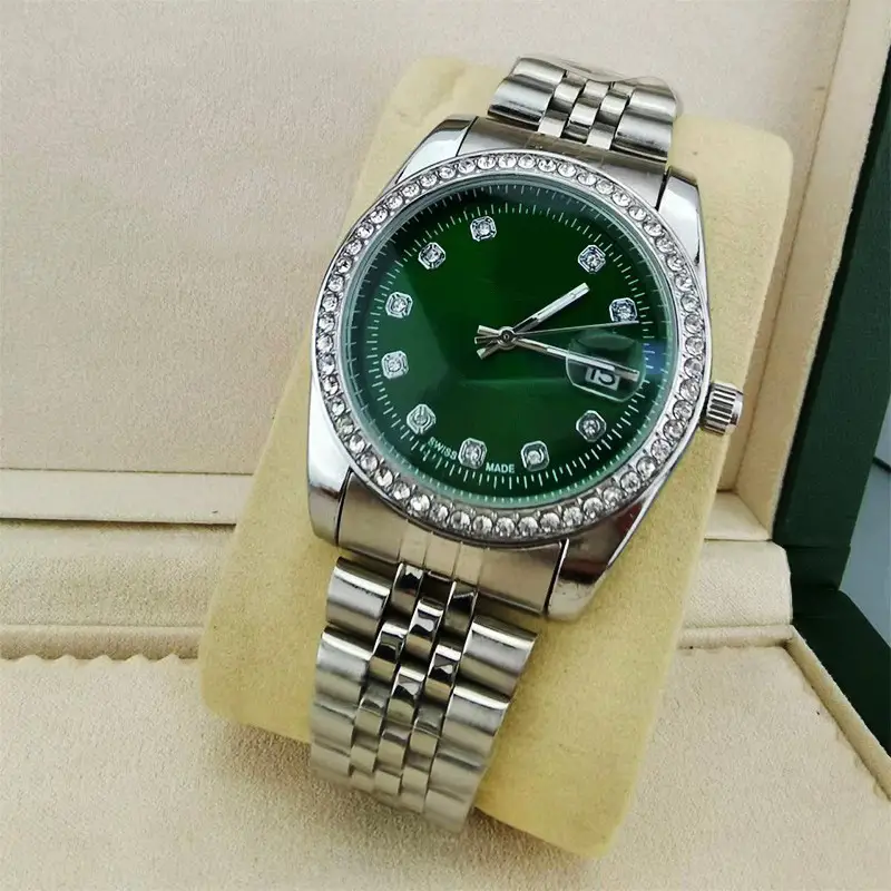 Foreign Trade Hot Selling Laojia Diamond-encrusted Waterproof Men's Watch Steel Belt Non-automatic Mechanical Couple's Calendar Watch - Image 3
