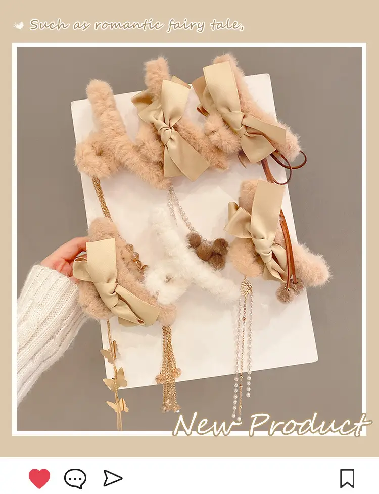 Plush Bow Tassel Hairpin for Women Autumn Winter — feature 1