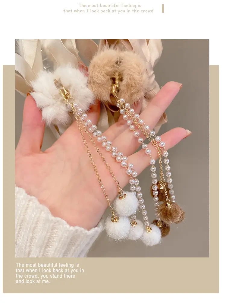 Plush Bow Tassel Hairpin for Women Autumn Winter — feature 11