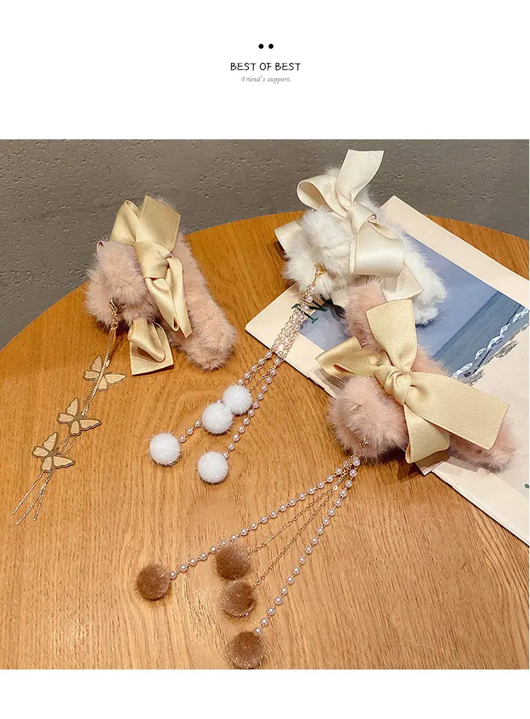 Plush Bow Tassel Hairpin for Women Autumn Winter — feature 12