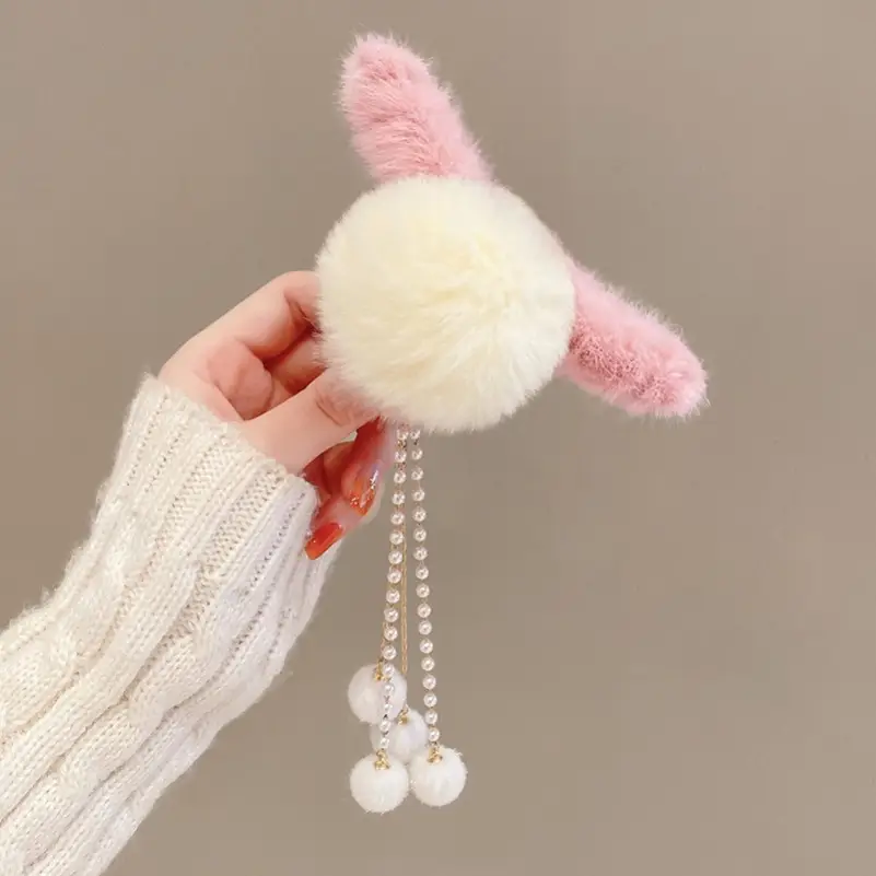 Plush Bow Tassel Hairpin for Women Autumn Winter - Image 4