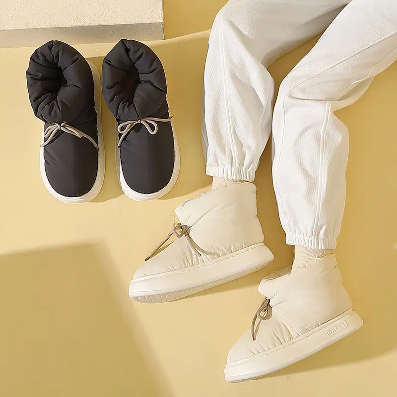 High-top cotton-padded shoes for women winter couple indoor home home non-slip thick bottom warm drooping cotton-padded slippers for men - Image 7