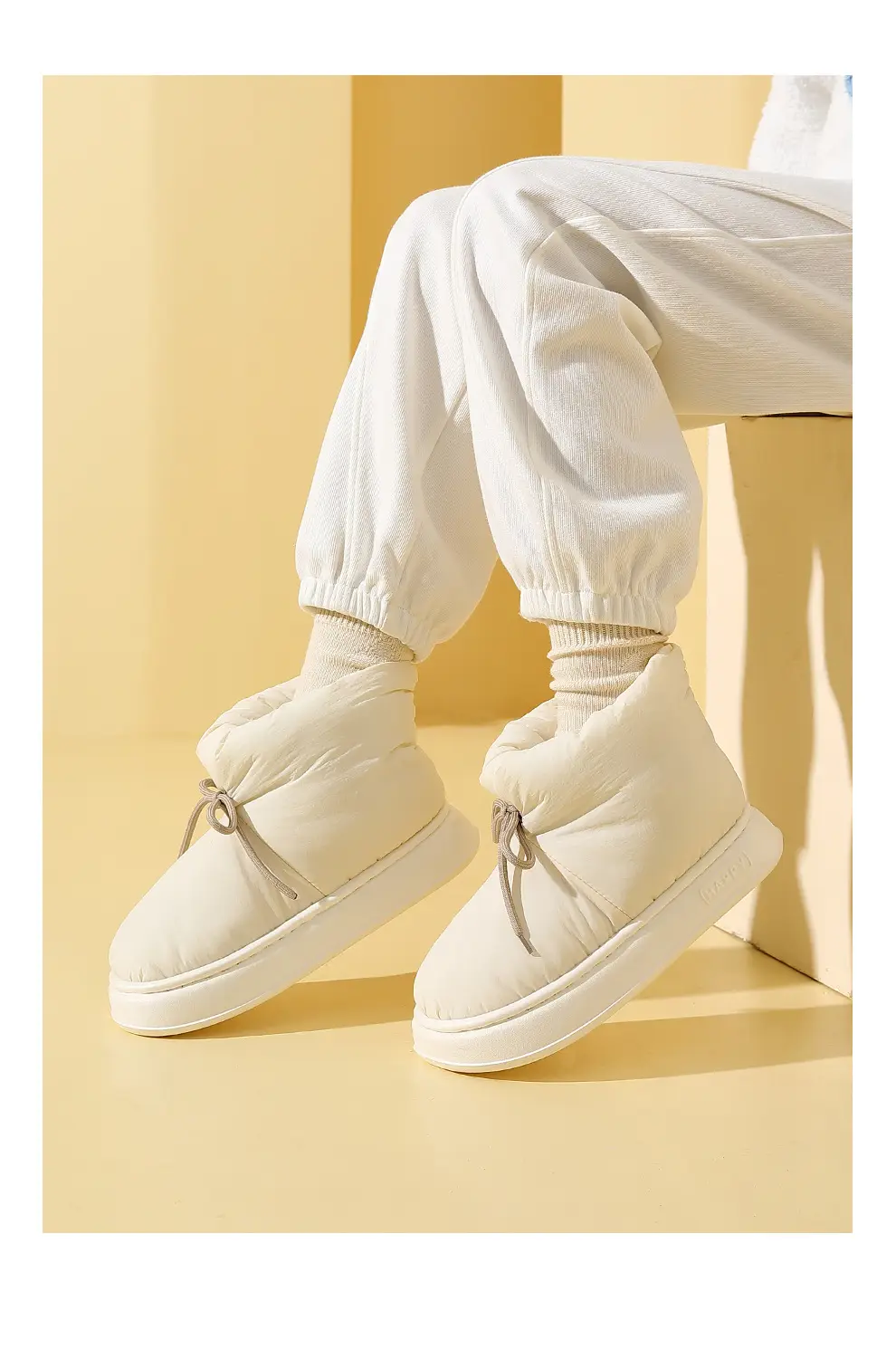 High-top cotton-padded shoes for women winter couple indoor home home non-slip thick bottom warm drooping cotton-padded slippers for men — feature 21