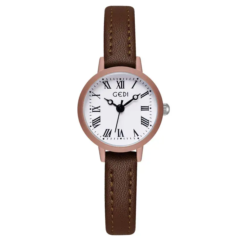 Goldie Women's Quartz Watch Brown Leather Band Small Elegant Belt Watch - Image 11
