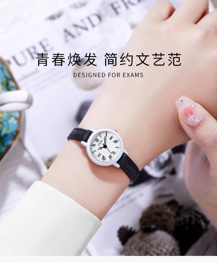 Goldie Women's Quartz Watch Brown Leather Band Small Elegant Belt Watch — feature 2