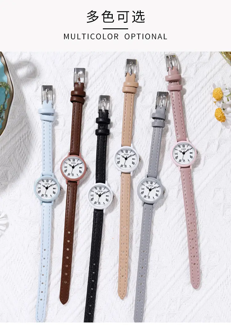 Goldie Women's Quartz Watch Brown Leather Band Small Elegant Belt Watch — feature 6