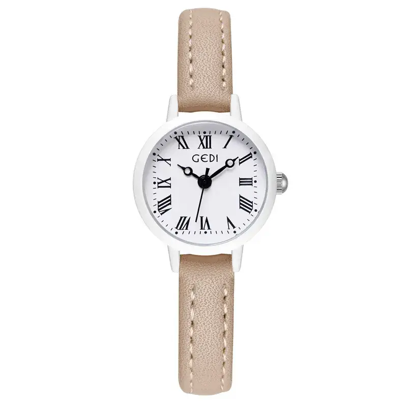 Goldie Women's Quartz Watch Brown Leather Band Small Elegant Belt Watch - Image 2