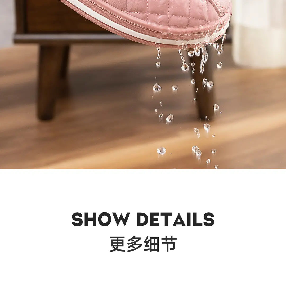 Pu Leather Cotton Slippers for Women 2026 Model Autumn and Winter Waterproof Household Non-Slip Warm Women's Shoes Home Leather Slippers Winter Men's — feature 9