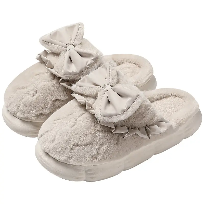 Couple cotton slippers women's autumn and winter thick bottom new warm non-slip fleece-lined home home plush slippers men's wholesale - Image 7