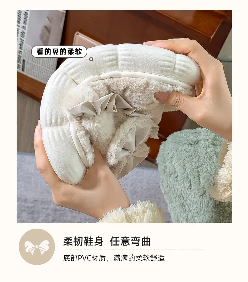 Couple cotton slippers women's autumn and winter thick bottom new warm non-slip fleece-lined home home plush slippers men's wholesale — feature 15