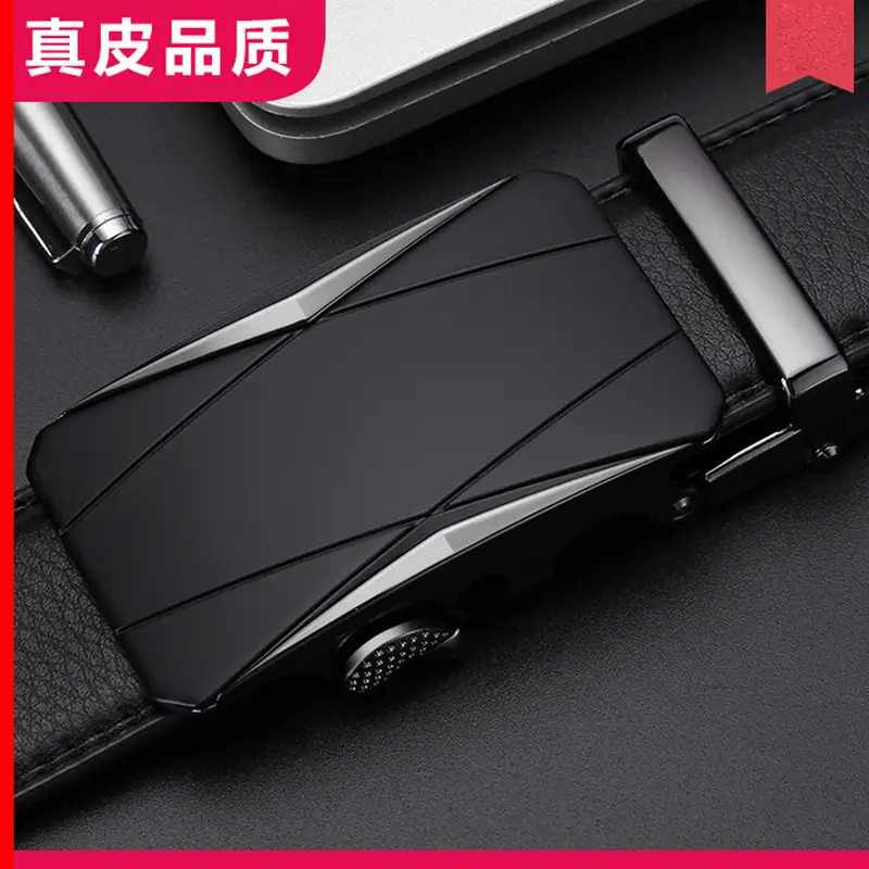 Men's Black Leather Belt with Automatic Buckle - Image 10