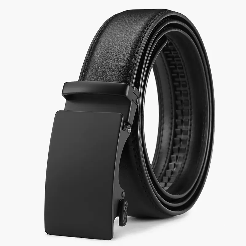 Men's Black Leather Belt with Automatic Buckle - Image 4
