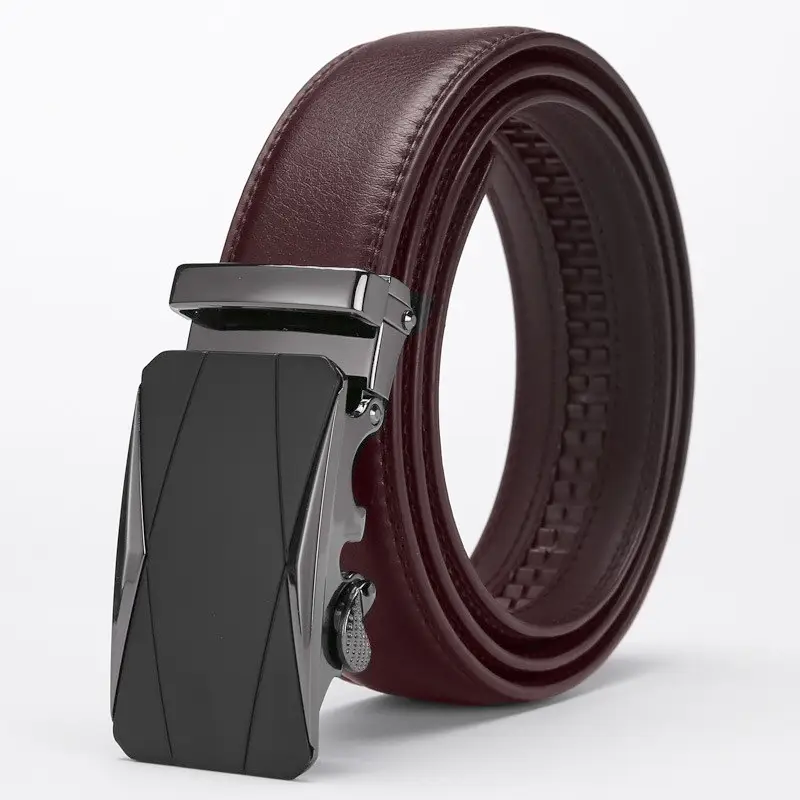 Men's Black Leather Belt with Automatic Buckle - Image 5