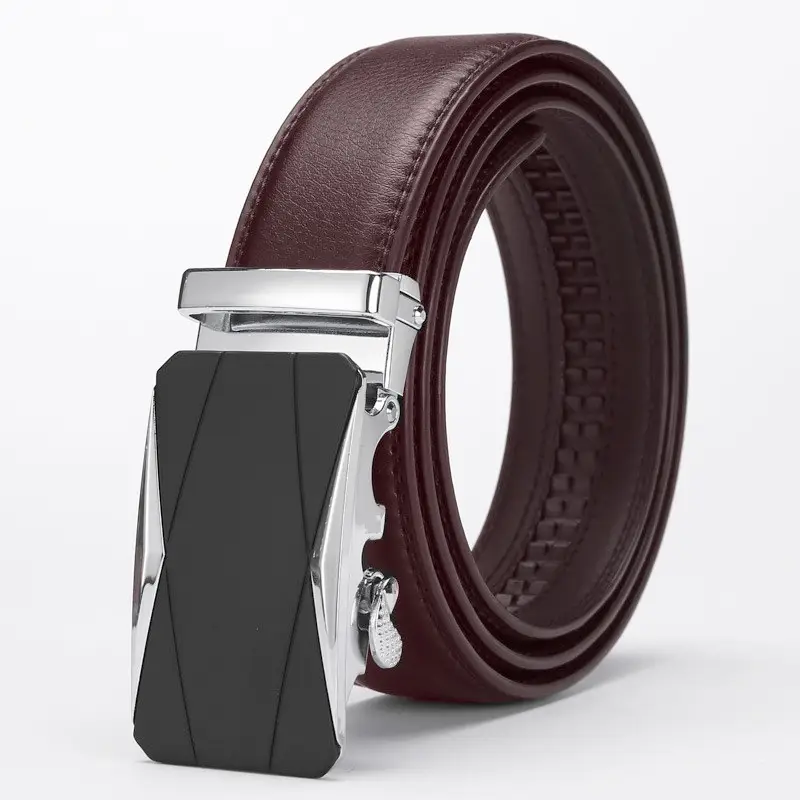 Men's Black Leather Belt with Automatic Buckle - Image 6