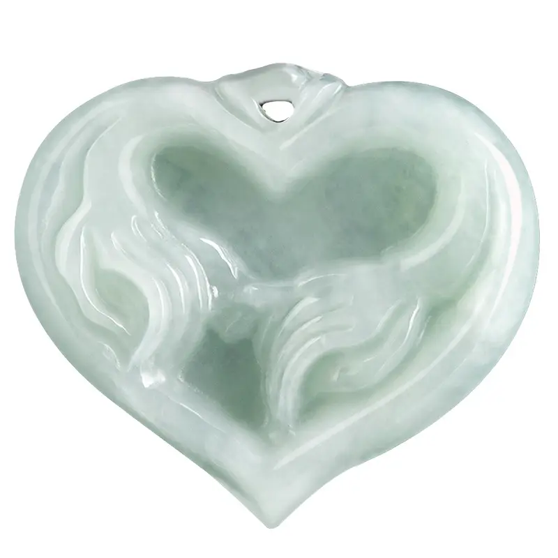 Natural Burma A Jade Heart Pendant for Men Women