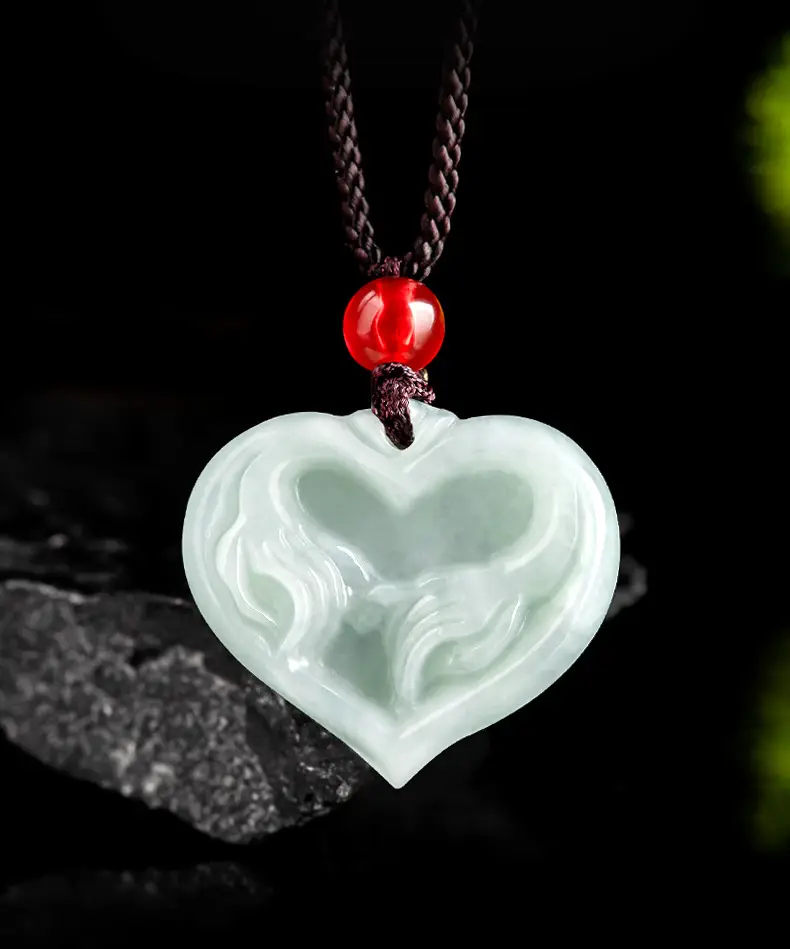 Natural Burma A Jade Heart Pendant for Men Women — feature 2