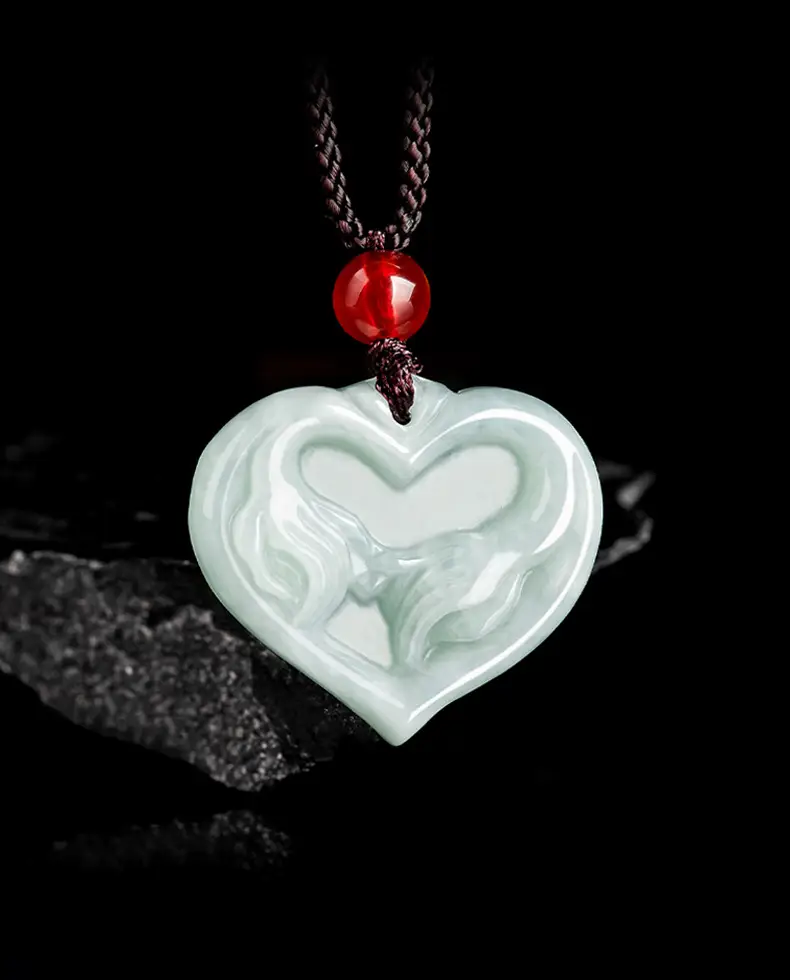 Natural Burma A Jade Heart Pendant for Men Women — feature 4