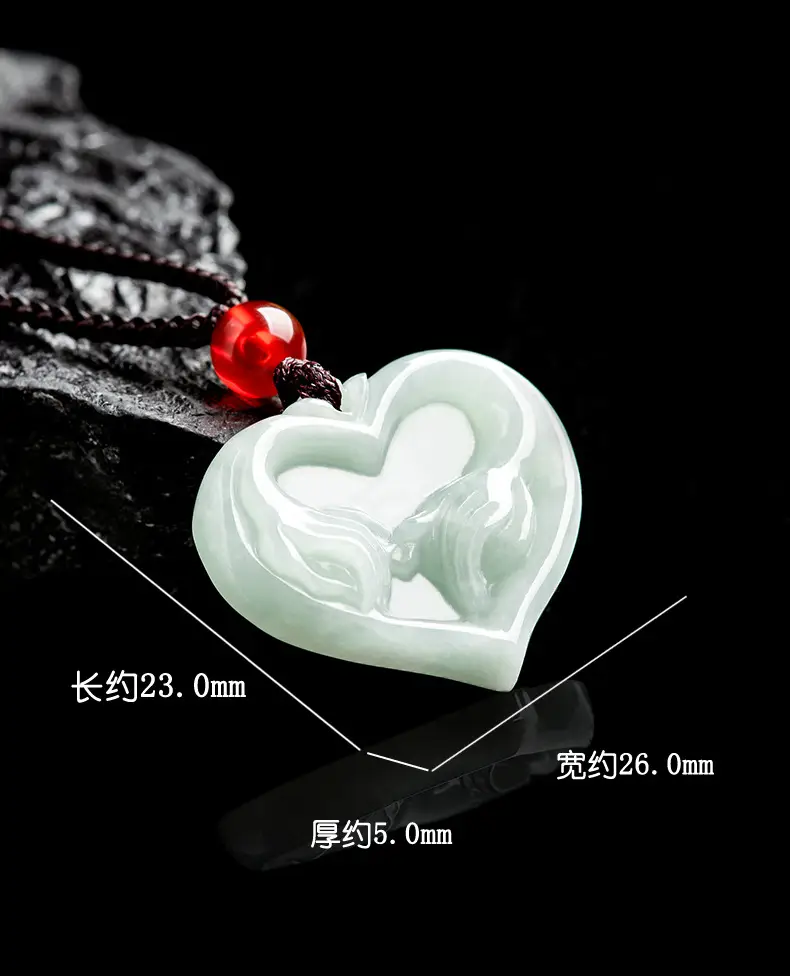 Natural Burma A Jade Heart Pendant for Men Women — feature 6