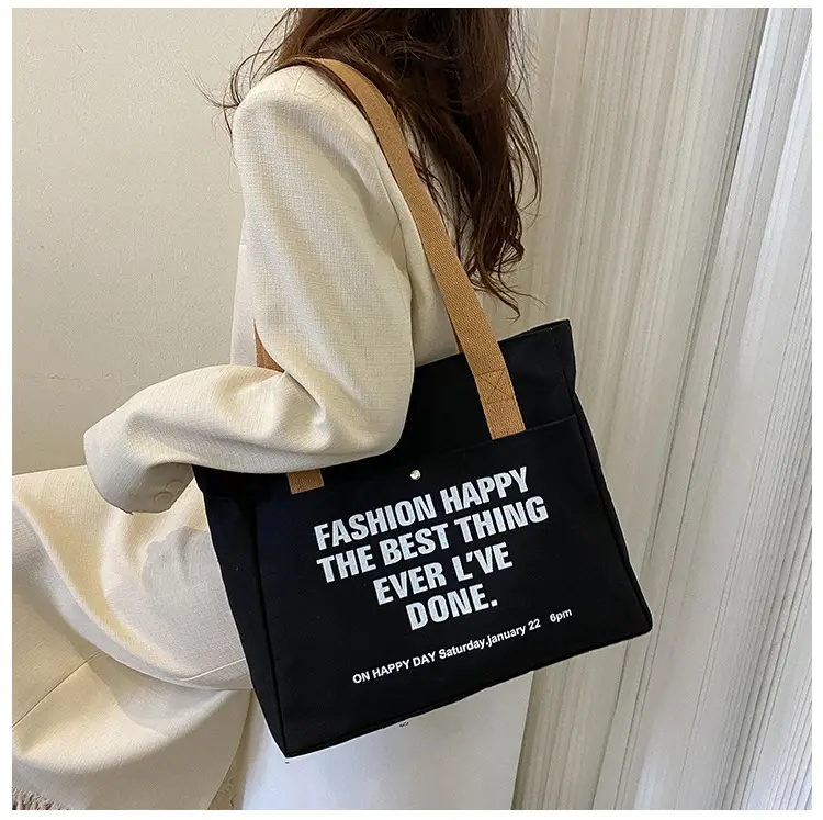 Canvas Student Tote Bag Large Capacity South Korea - Image 4