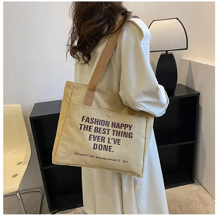 Canvas Student Tote Bag Large Capacity South Korea - Image 5