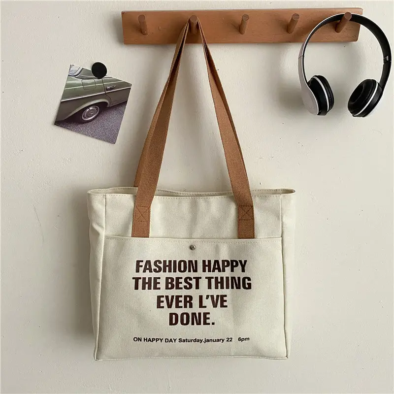 Canvas Student Tote Bag Large Capacity South Korea - Image 2
