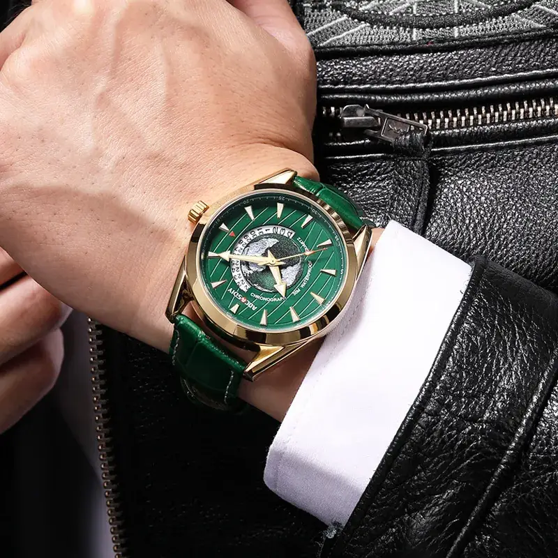 Aocasdiy Men's Luminous Quartz Calendar Watch Black Belt - Image 6