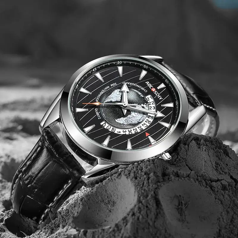 Aocasdiy Men's Luminous Quartz Calendar Watch Black Belt - Image 7