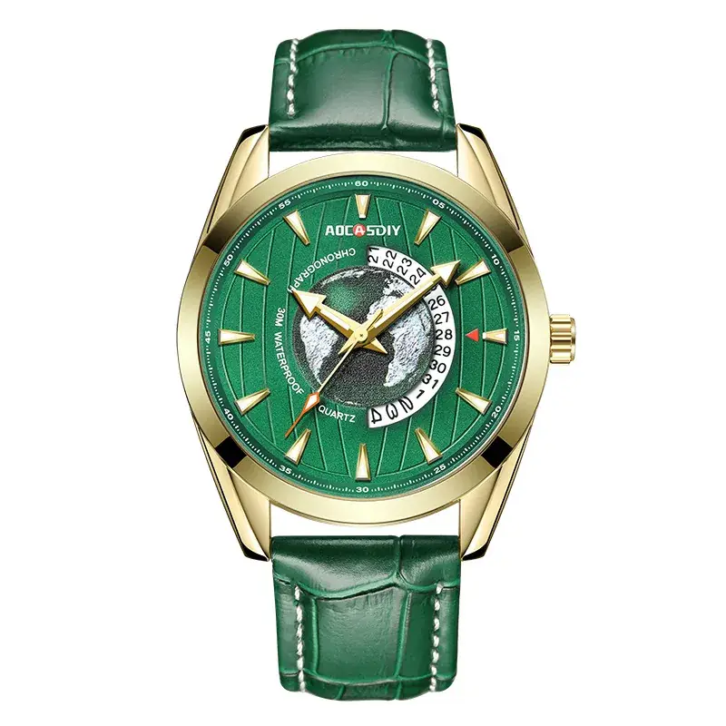 Aocasdiy Men's Luminous Quartz Calendar Watch Black Belt - Image 3