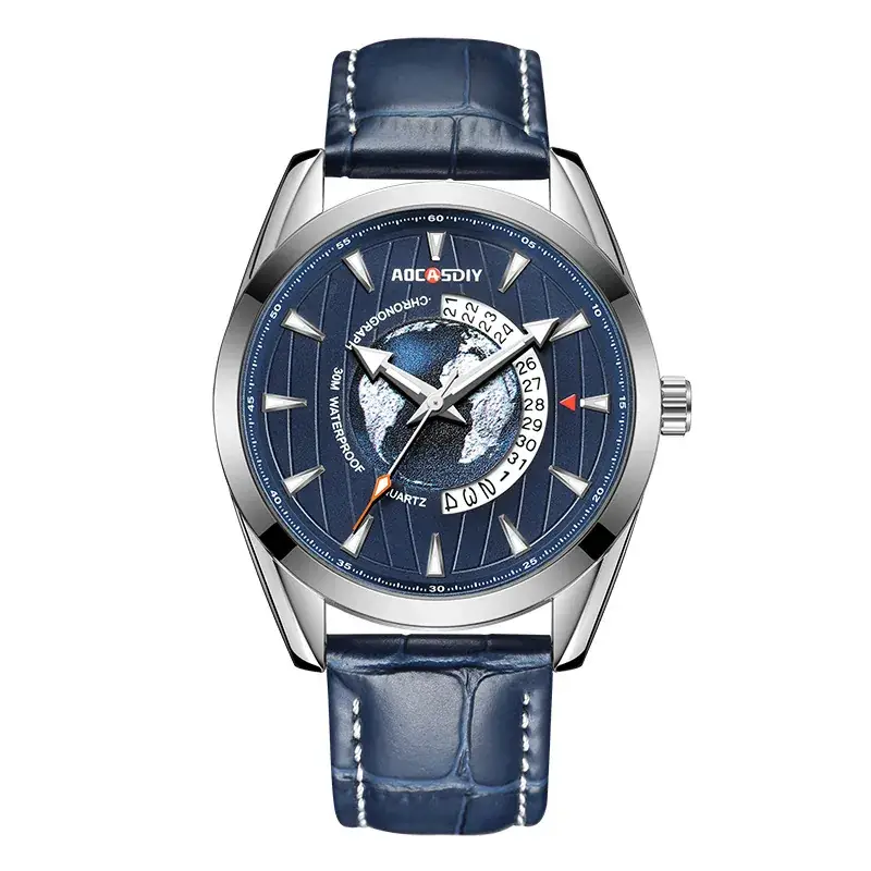Aocasdiy Men's Luminous Quartz Calendar Watch Black Belt - Image 4