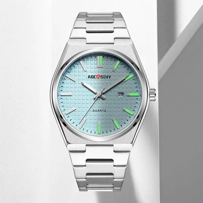 Men's Steel Band Quartz Watch with Luminous Blue Dial - Image 5