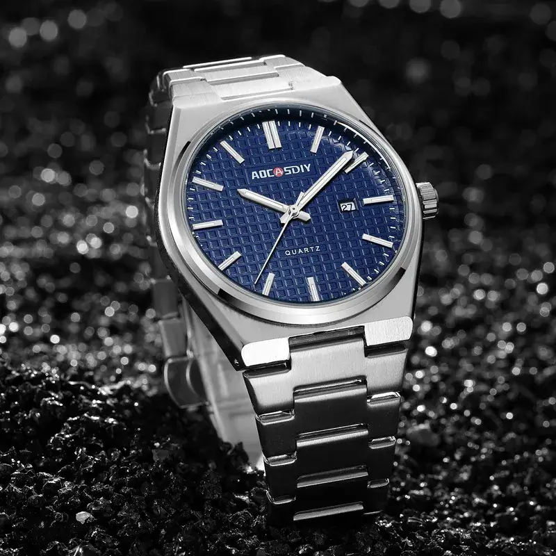 Men's Steel Band Quartz Watch with Luminous Blue Dial - Image 8