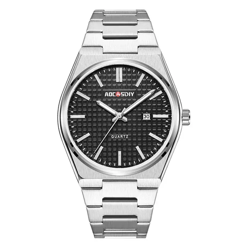Men's Steel Band Quartz Watch with Luminous Blue Dial