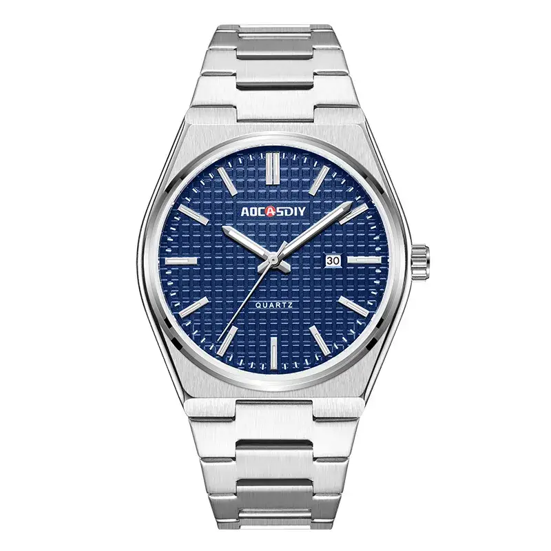 Men's Steel Band Quartz Watch with Luminous Blue Dial - Image 3