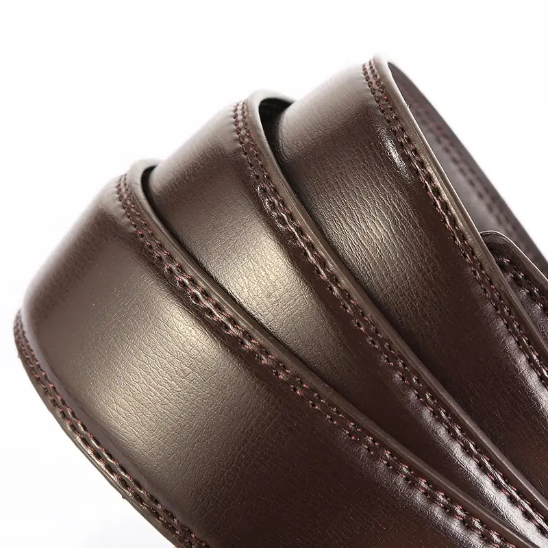 Men's Brown Leather Belt with Automatic Buckle - Image 6