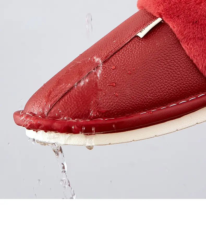 Waterproof Cotton Slippers Women's Autumn and Winter Bag Heel Indoor Home Thickened Warm Non-slip Leather Slippers Cowhide Thick Bottom Household — feature 13