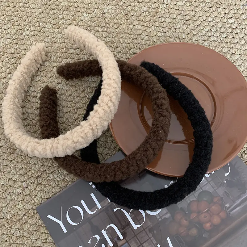 New Autumn Winter Maillard Lamb Hairband Plush Beige - Image 7