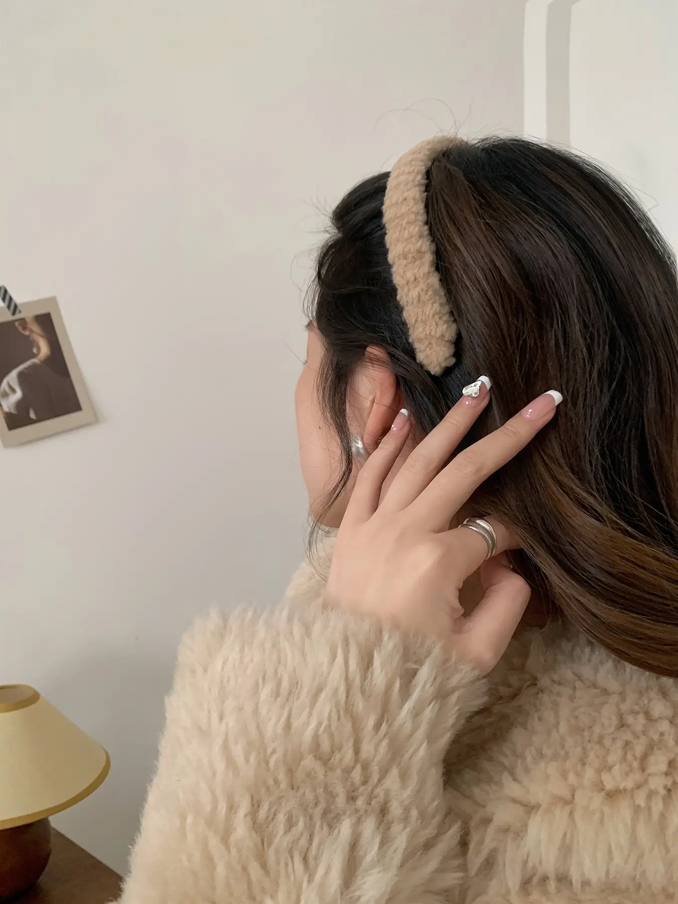 New Autumn Winter Maillard Lamb Hairband Plush Beige — feature 11