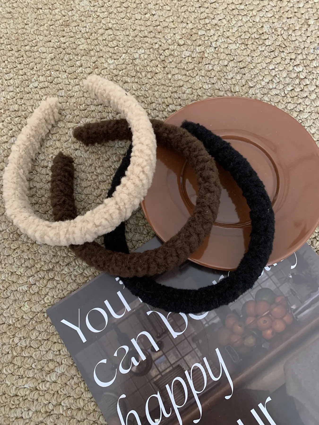 New Autumn Winter Maillard Lamb Hairband Plush Beige — feature 13