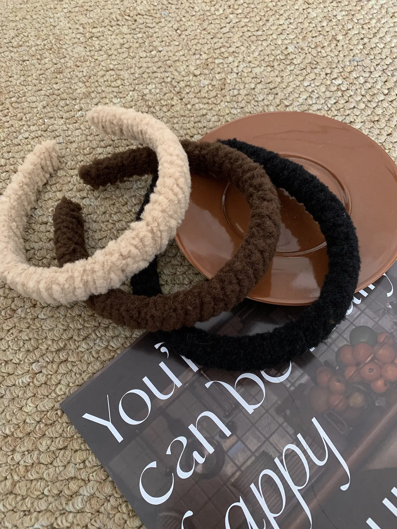 New Autumn Winter Maillard Lamb Hairband Plush Beige — feature 14