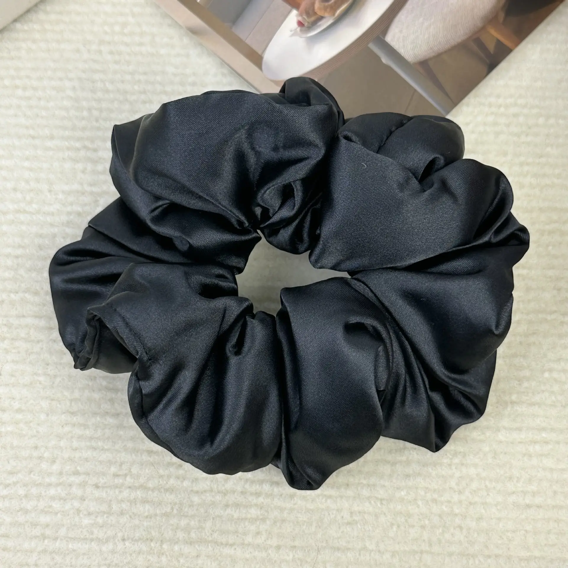 Black Satin Lazy Hair Ring Large - Image 2