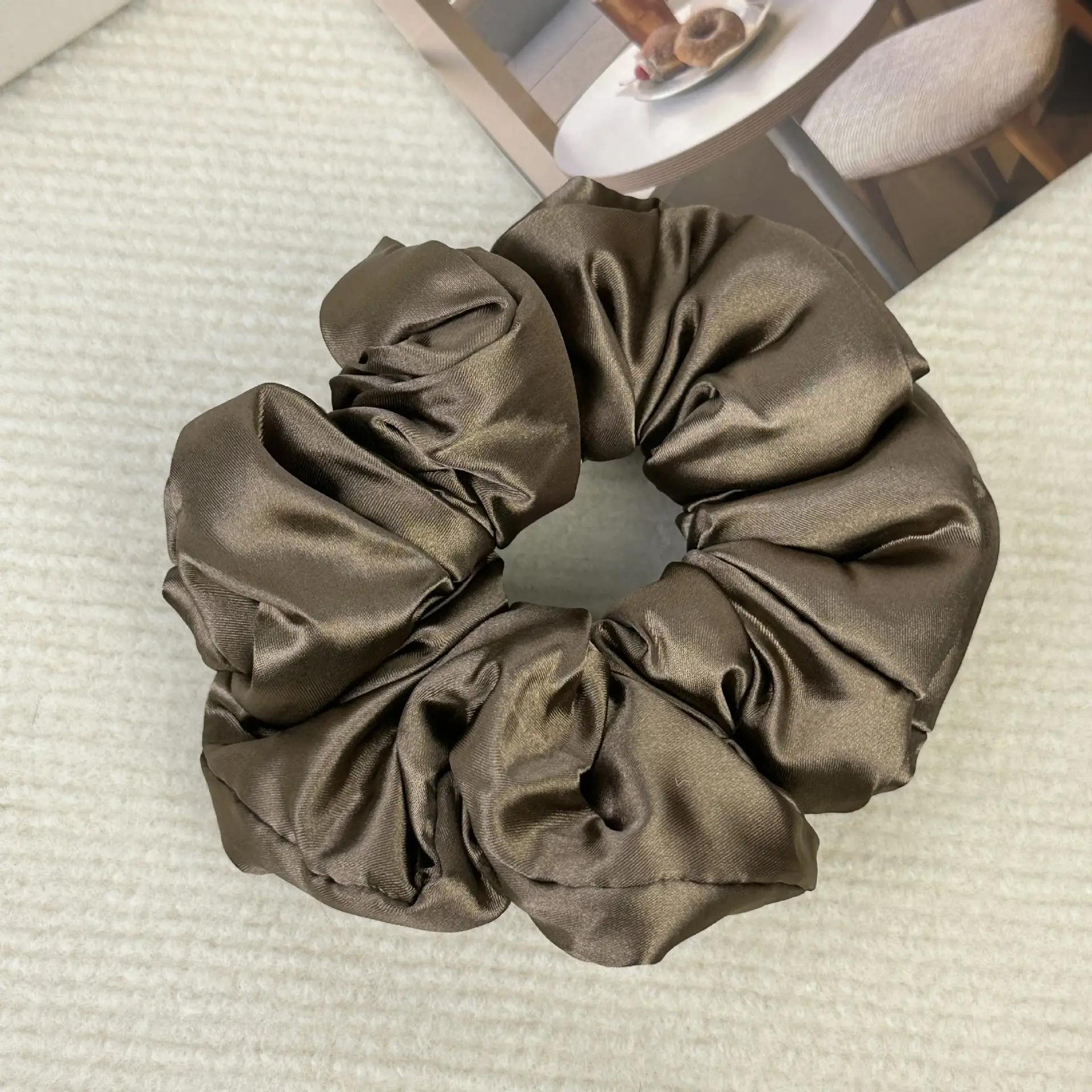Black Satin Lazy Hair Ring Large - Image 4