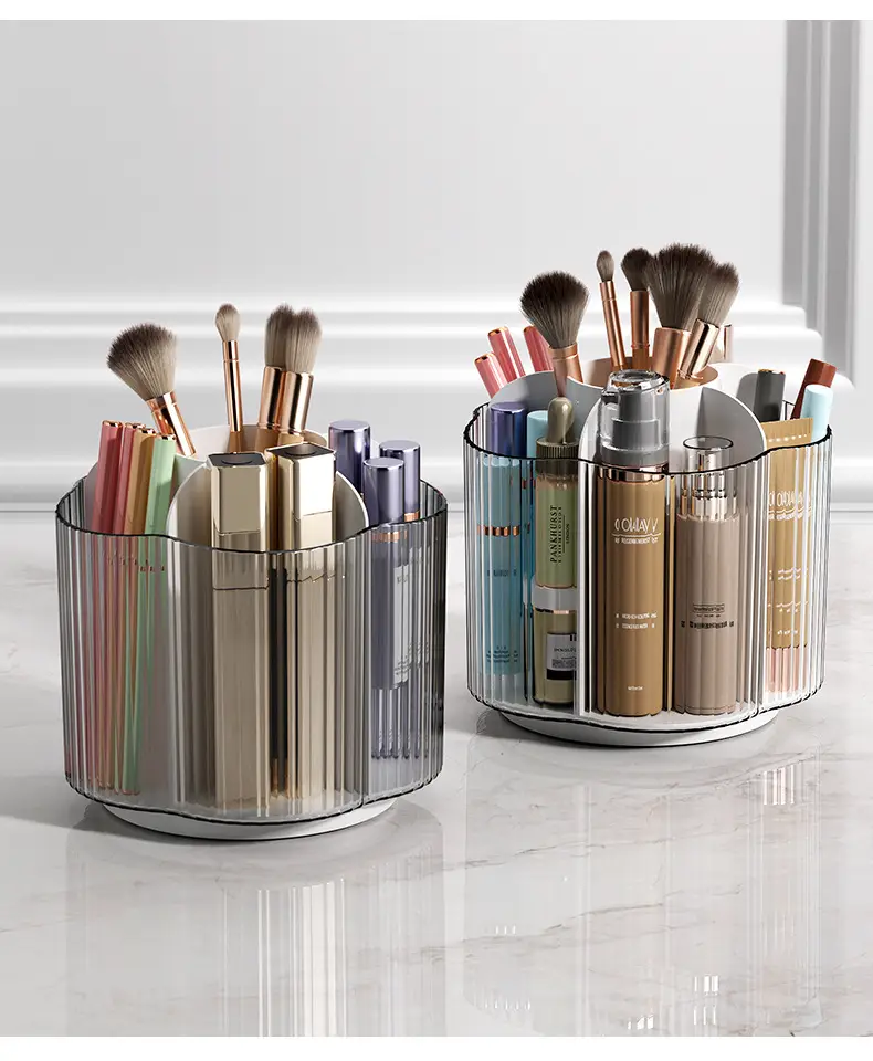 Transparent Rotating Makeup Brush & Pen Storage Holder — feature 12