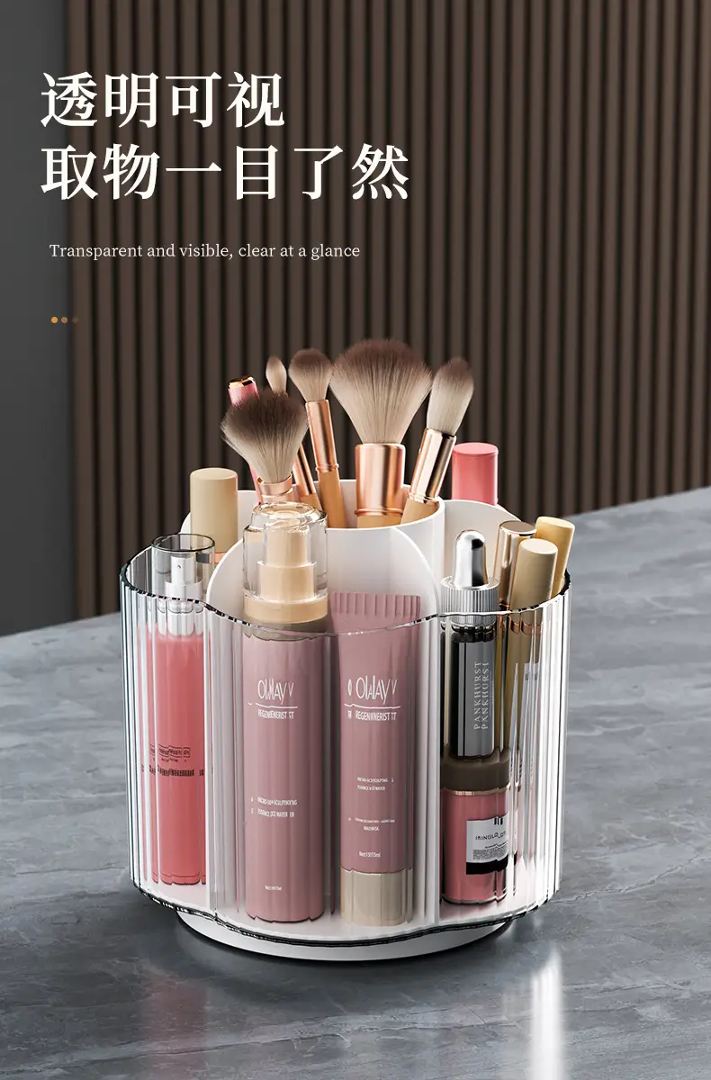 Transparent Rotating Makeup Brush & Pen Storage Holder — feature 8