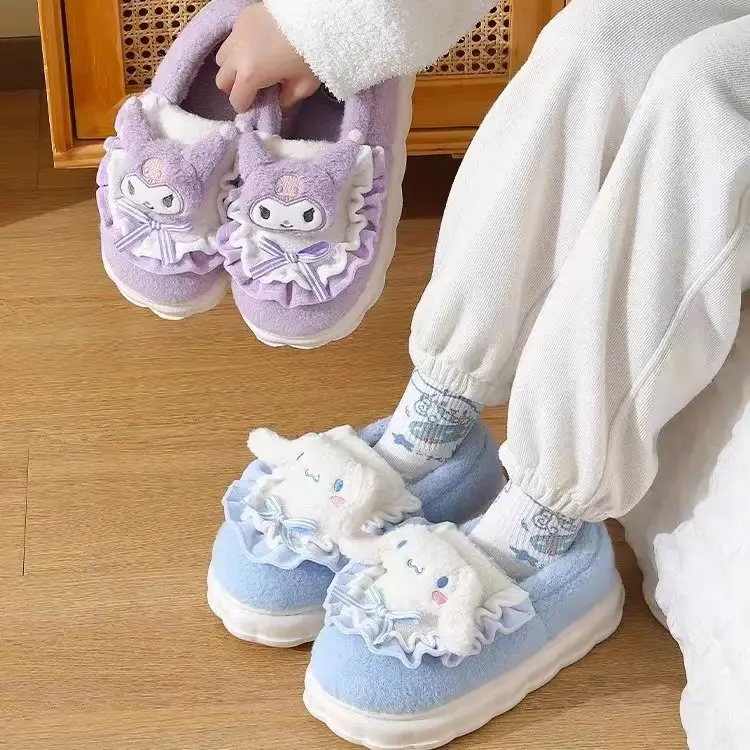 Autumn and winter cotton slippers women's winter home slippers men's home non-slip thick-soles warm autumn Mao Mao slippers wholesale shoes - Image 7